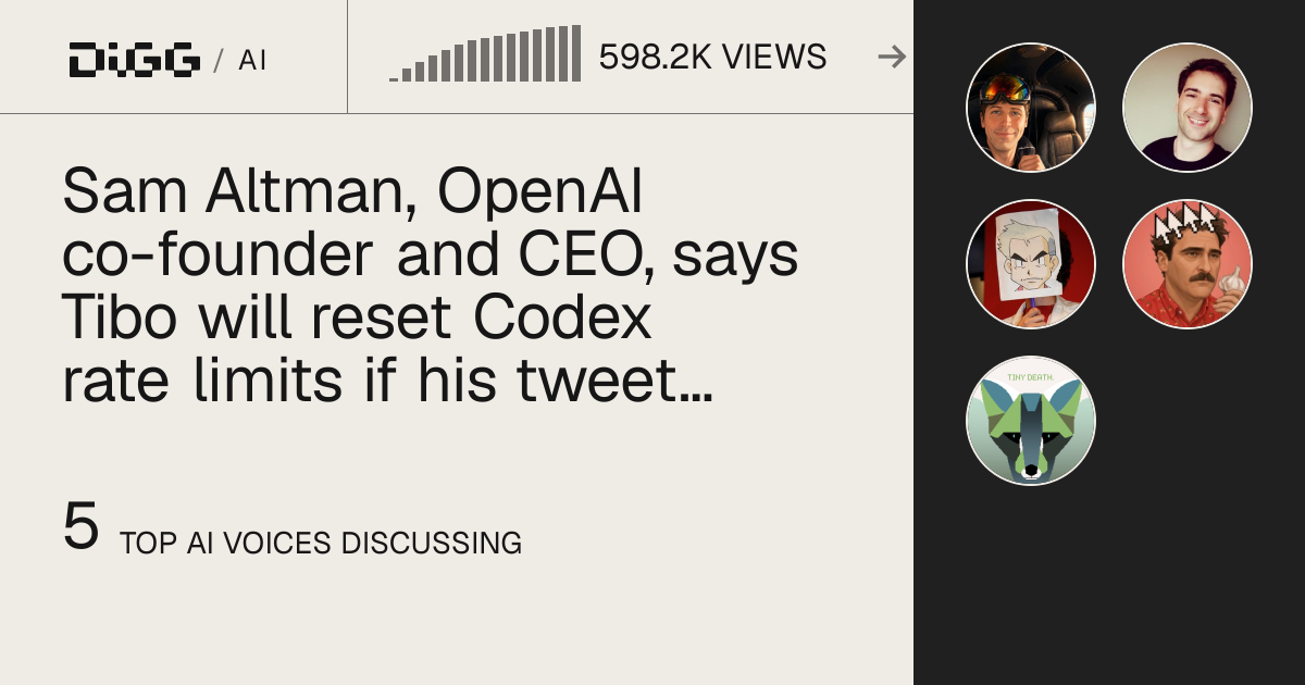 Sam Altman, OpenAI co-founder and CEO, says Tibo will reset Codex rate limits if his tweet receives one like · Digg