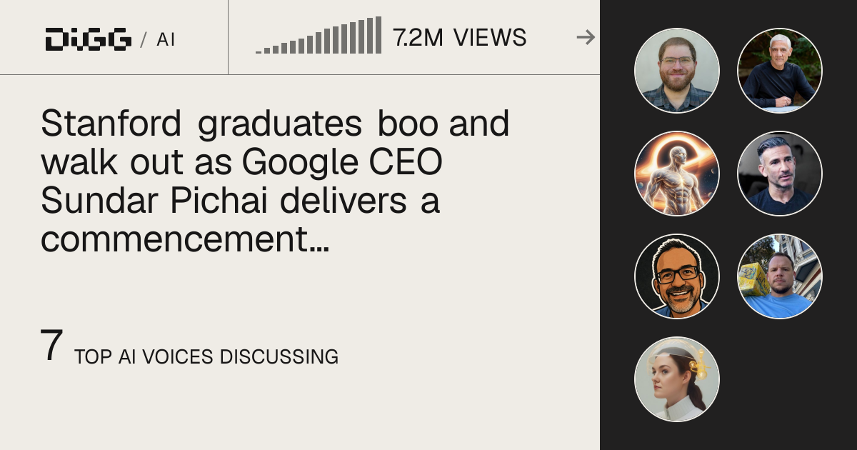 Stanford graduates boo and walk out as Google CEO Sundar Pichai delivers a commencement address that omitted AI · Digg