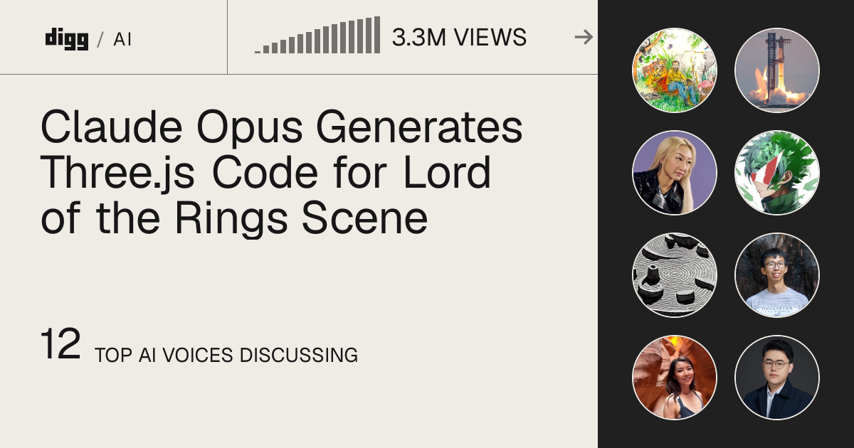Claude Opus Generates Three.js Code for Lord of the Rings Scene · Digg