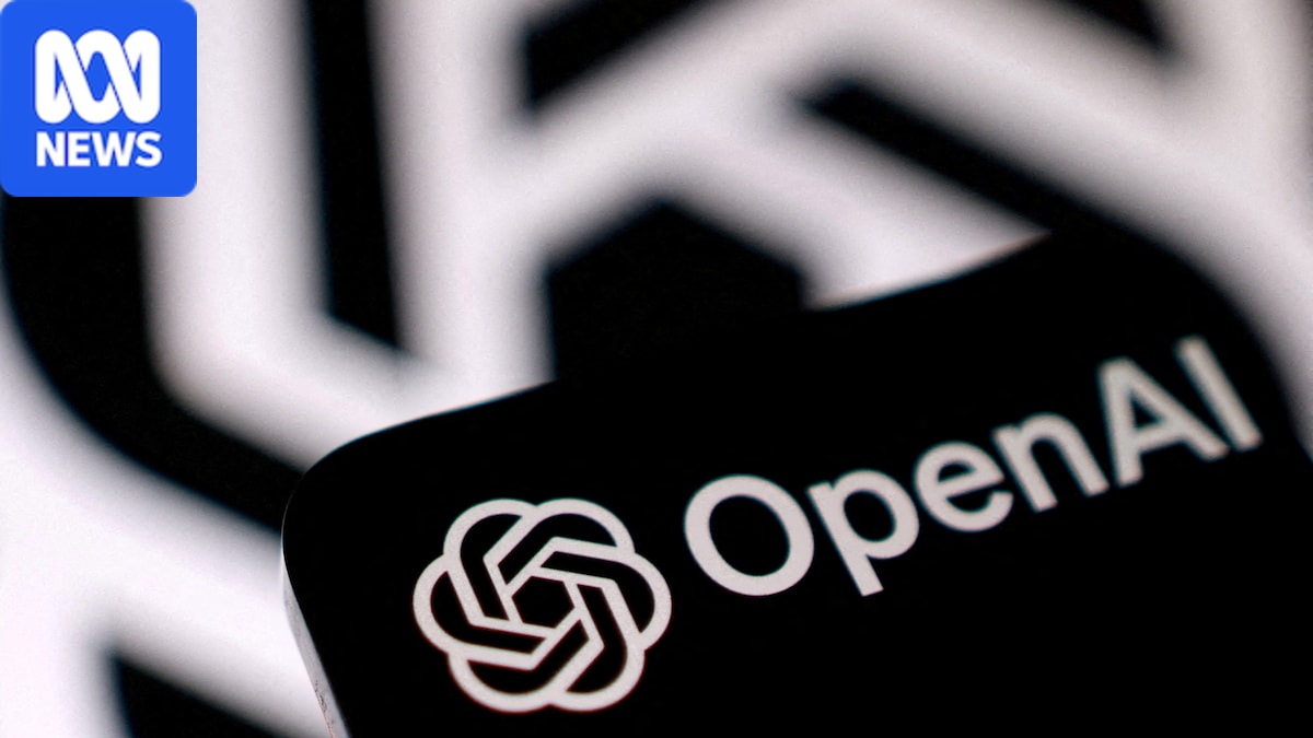 OpenAI's logo displayed on a screen.