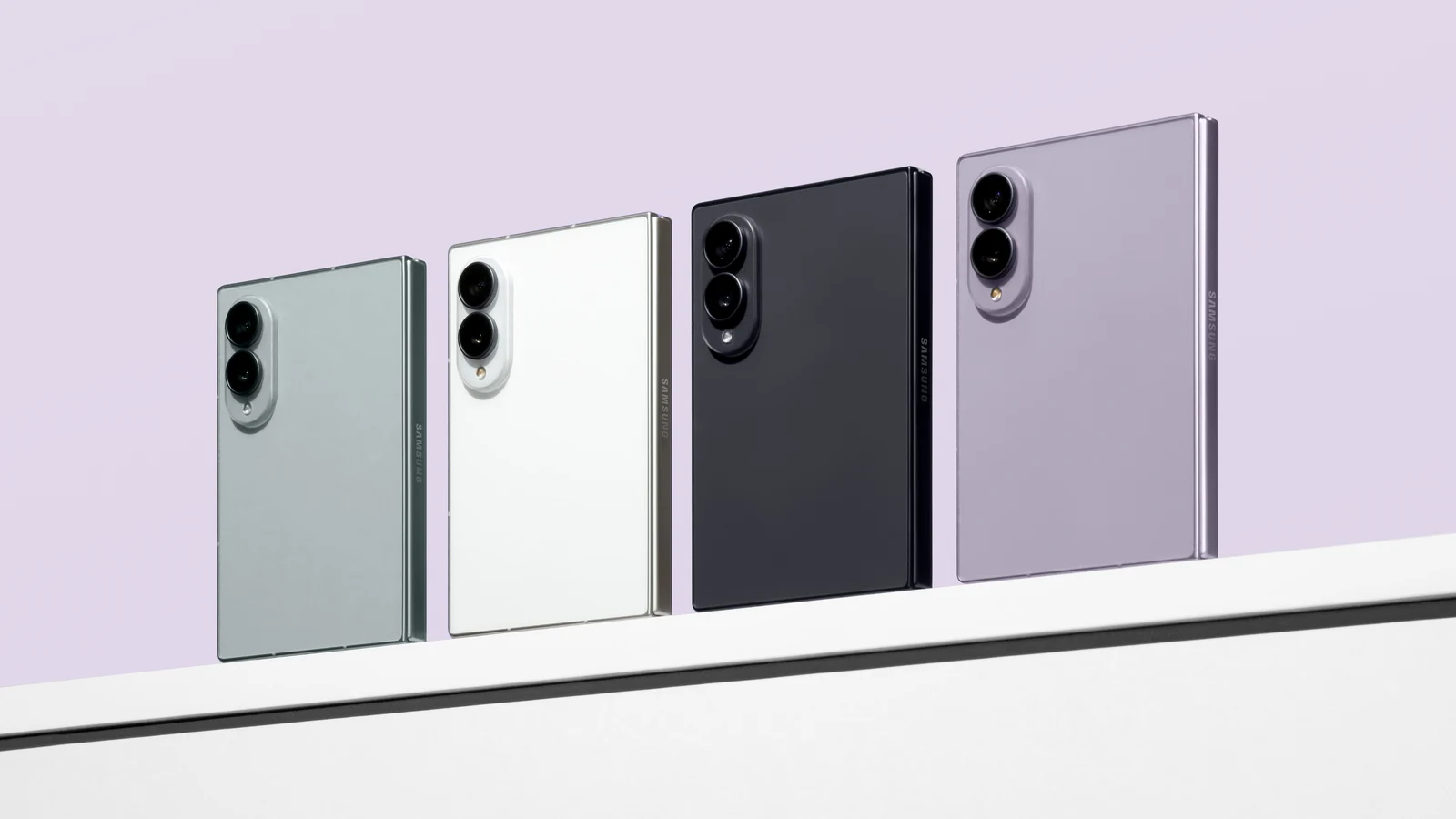 Samsung Galaxy Z Fold 8 phones shown open and closed.